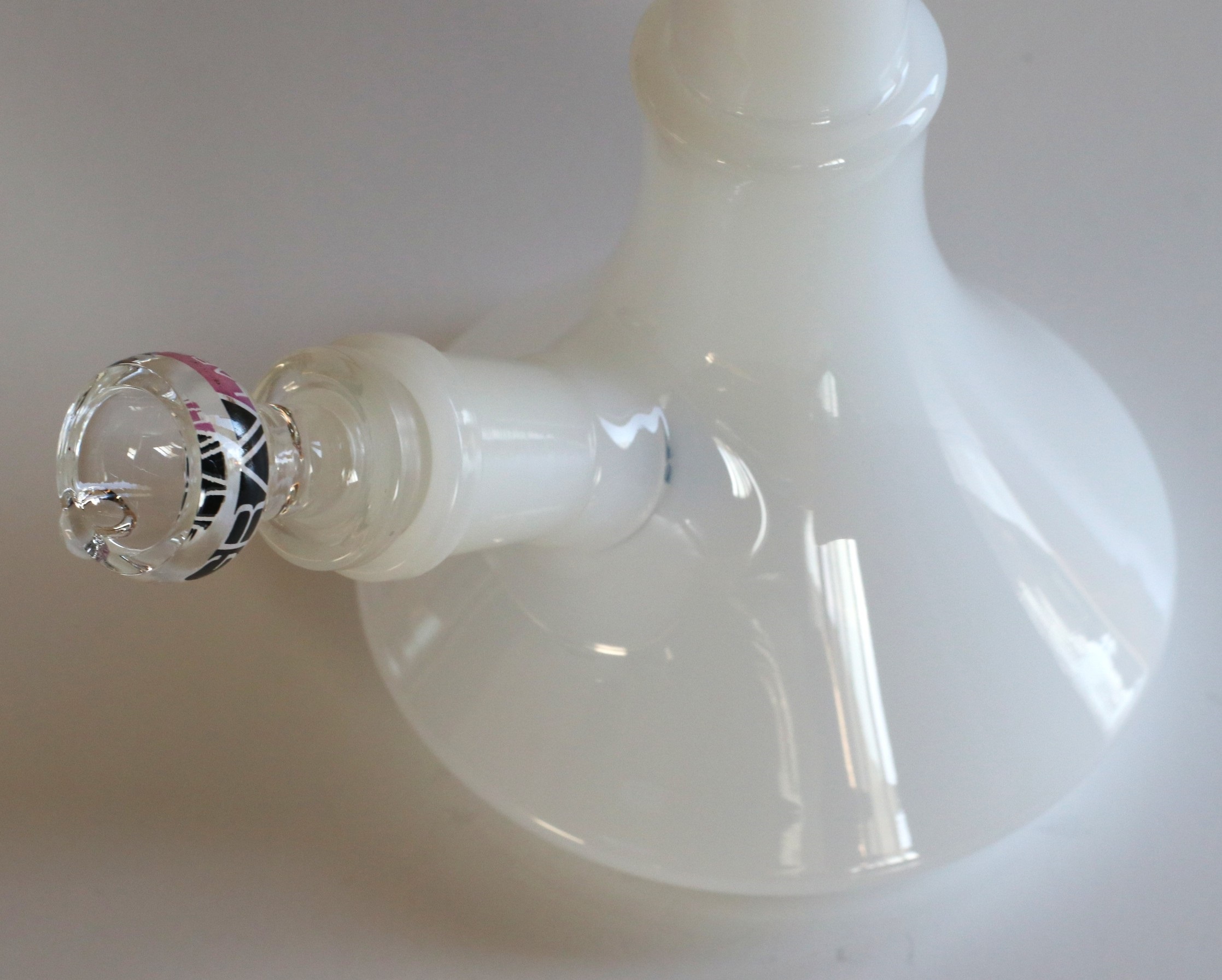 10" White Glass Bong-GRAV Glass Water Pipe-Downstem & Male Herb Slide - White GRAV 10' Glass Bong