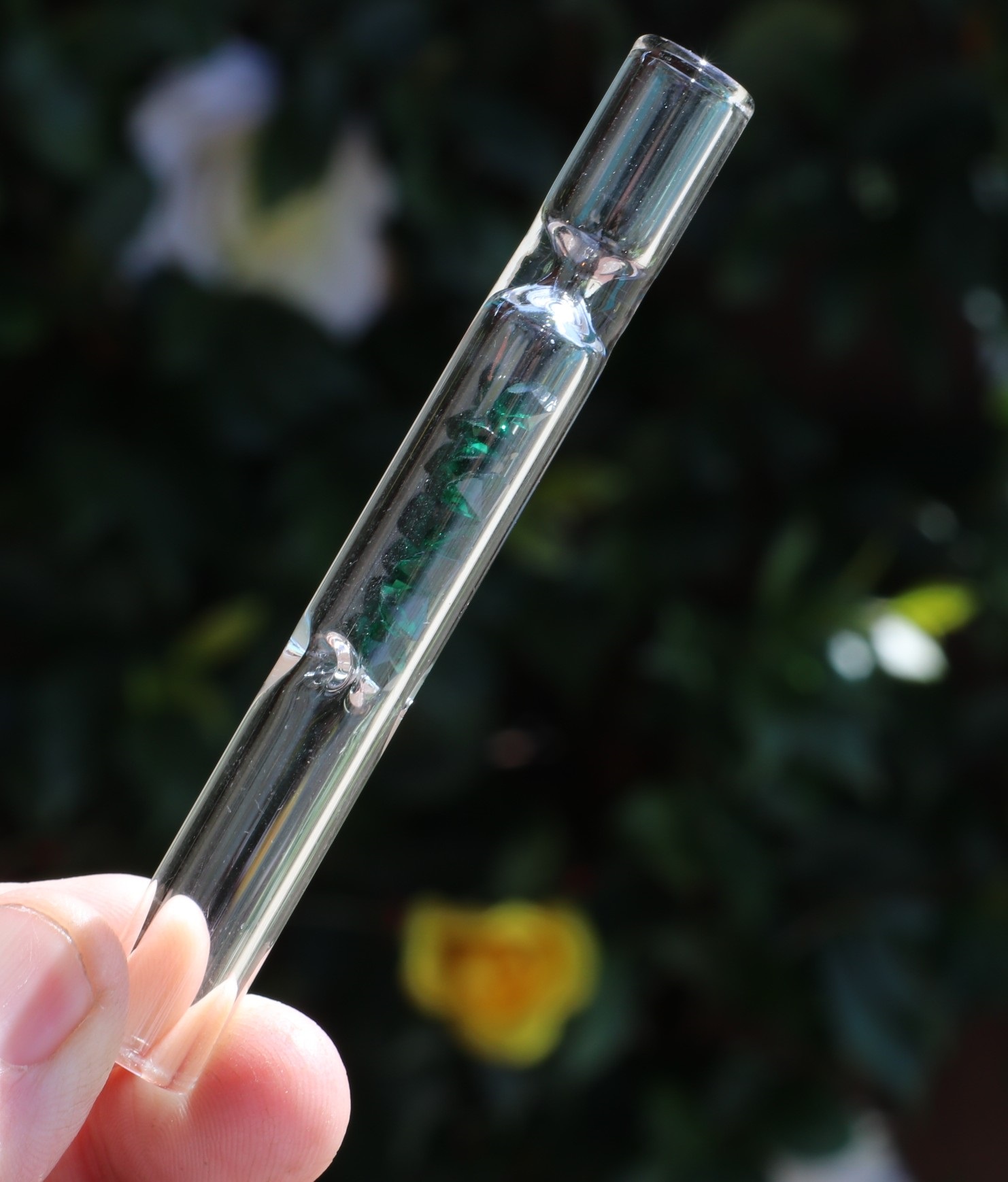 4" Glass One Hitter Pipe-Chillum-Gem Filter Chamber-Unique Glass Pipe - Wood Pipes
