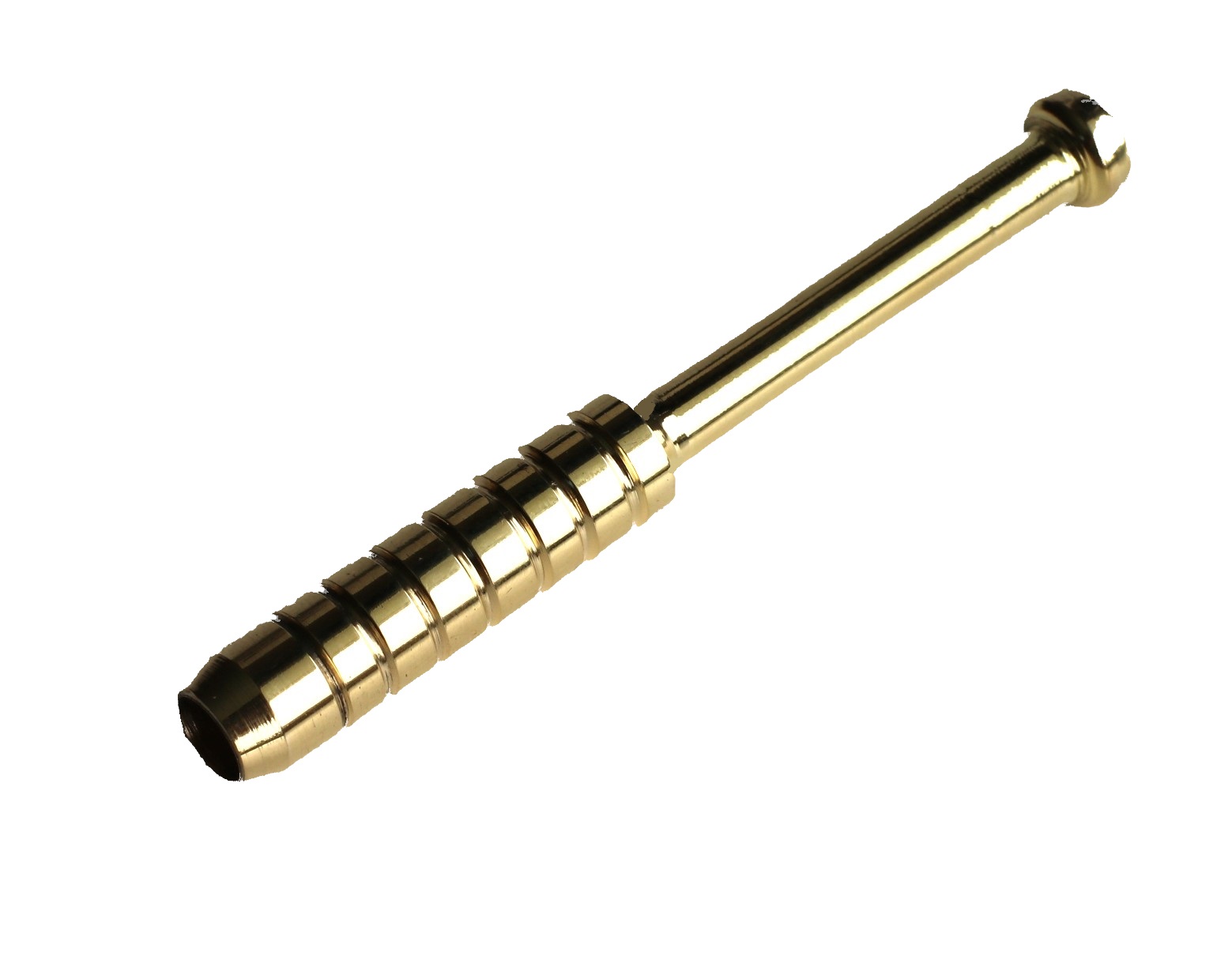 3" Brass Pipe-Ribbed Heat Resistant Pipe Designed for 4" Dugouts - Brass One Hitter Pipe