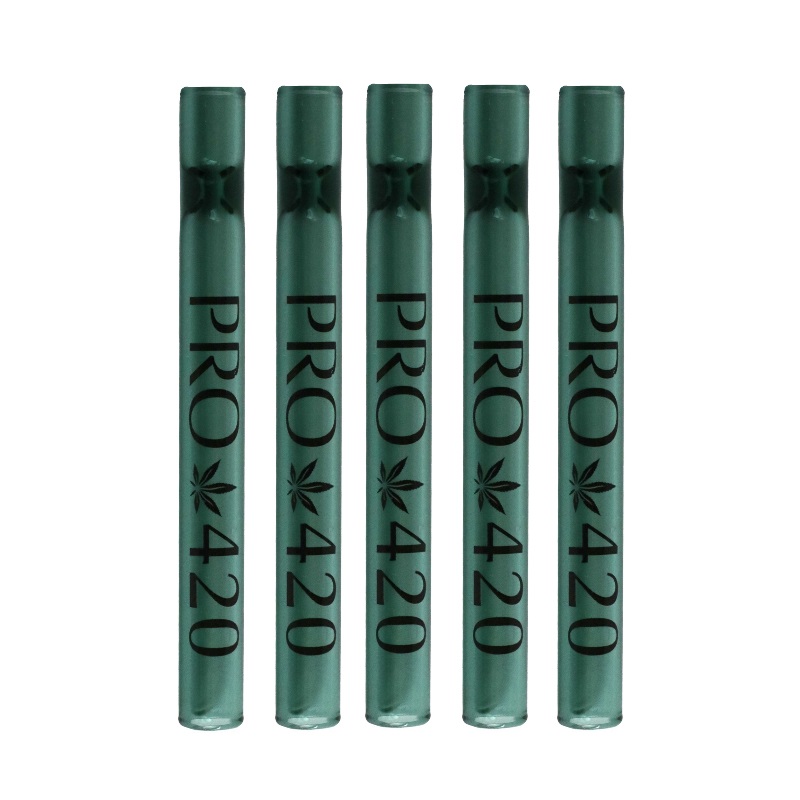 4" Green Glass One Hitter Pipe-PRO420-14mm bowl-10mm diameter-Quality Glass Smoking Pipe - PRO 420 Glass One Hitter Pipe