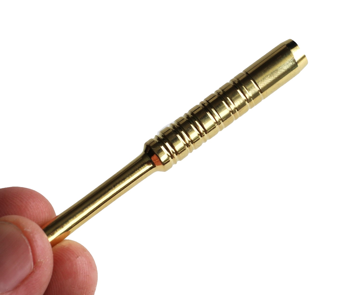 3" Brass Pipe-Thin Model-Ribbed Heat Resistant Pipe Designed for 4" Dugouts - Brass One Hitter Pipe