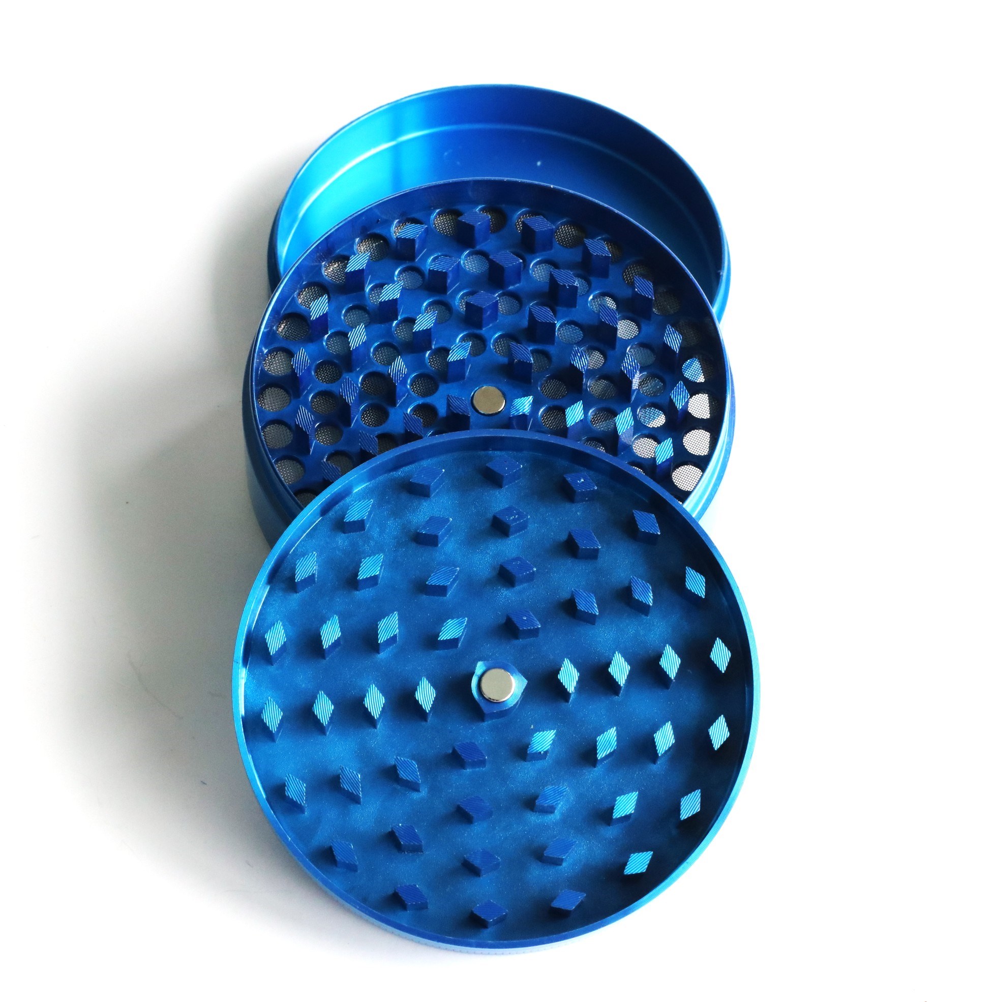 3" Professional Grade Herb Grinder- 3pc magnetic lid with screen- Top Quality-Blue - Herb Grinder