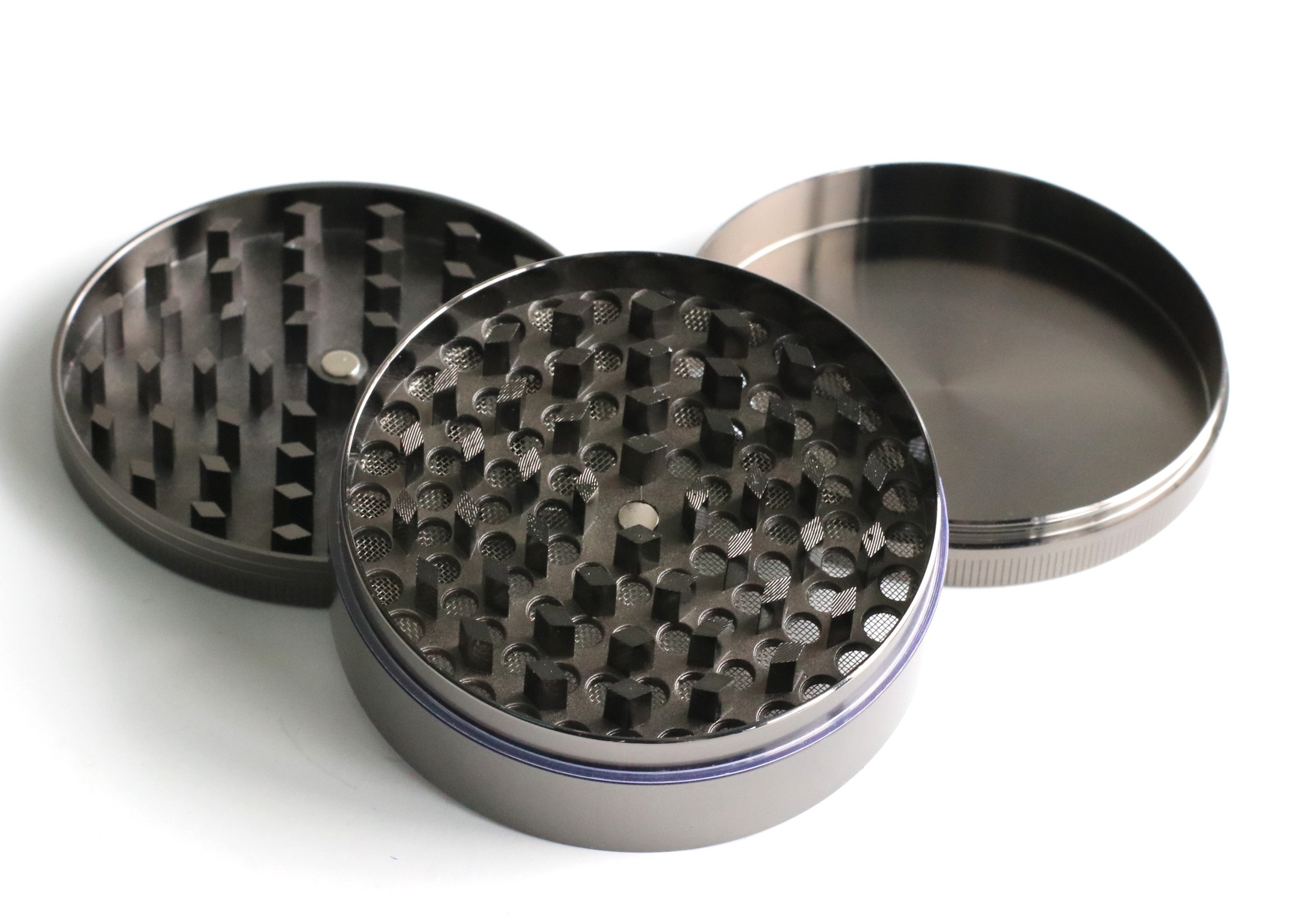 3" Professional Grade Herb Grinder- 3pc magnetic lid with screen- Top Quality-Gun Metal Gray - PRO 420 Herb Grinder