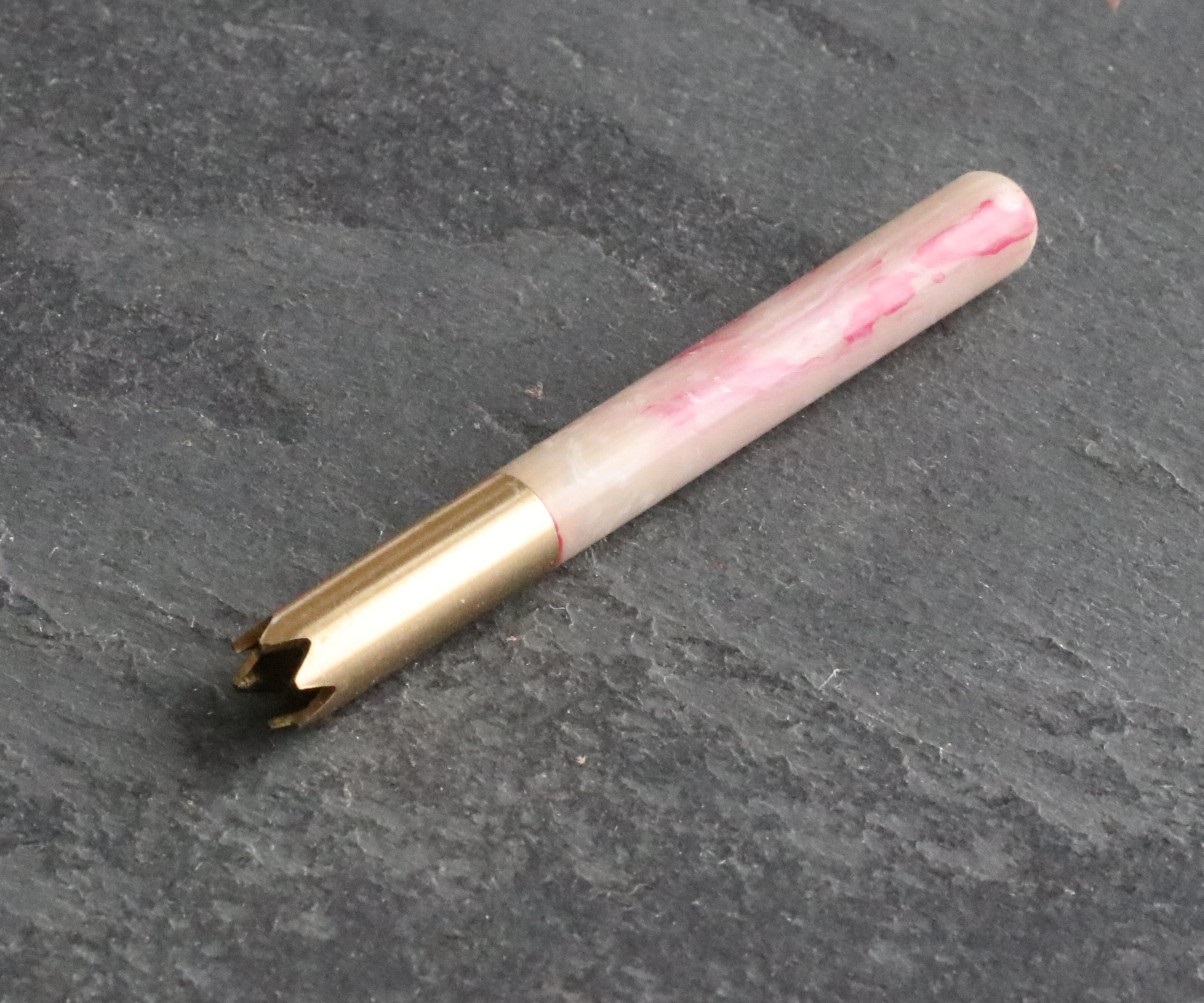 3"Brass Grinder Tip Pipe-Designed for 4" Dugouts-Pink Resin Heat Cover - Brass Grinder Tip Pipe