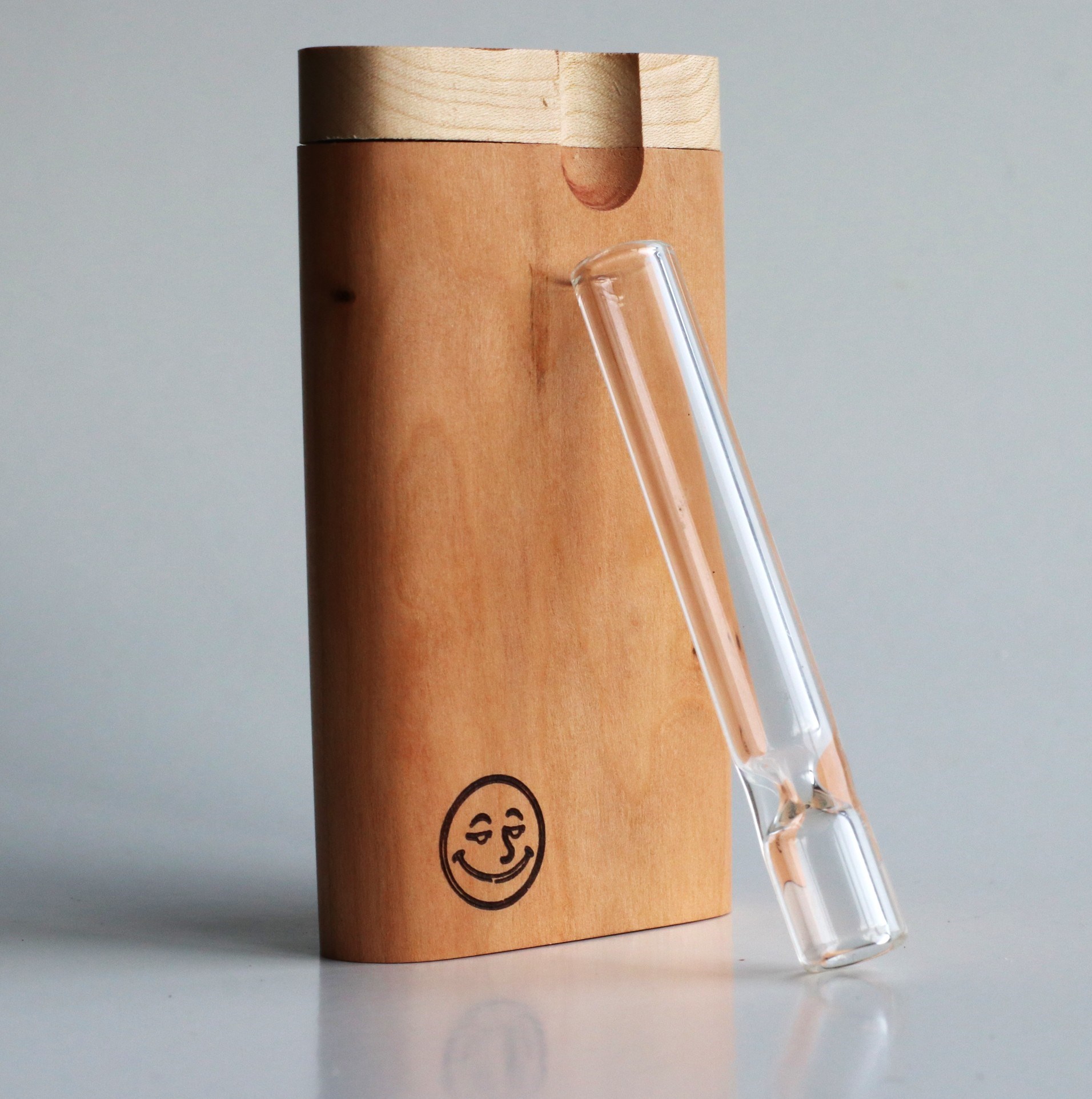 Cherry Wood Big Hitter-Dugout & Glass Pipe-American Crafted Super Size Dugout - Cherry Swivel Lid Dugout