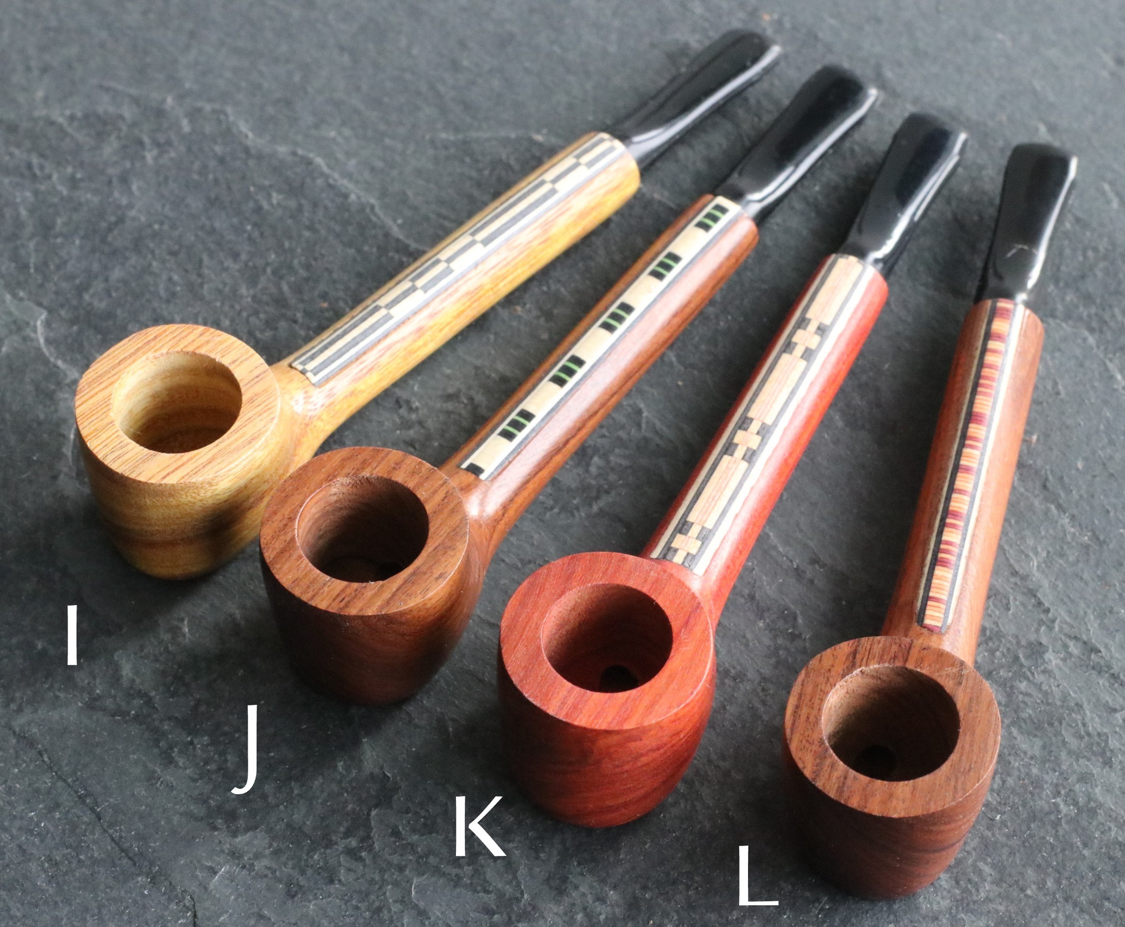4.5" Wood Pipe- L55 THE WARRIOR- Exotic Wood with Inlayed Stem- Perfect Smoker's Gift - IMG_3785