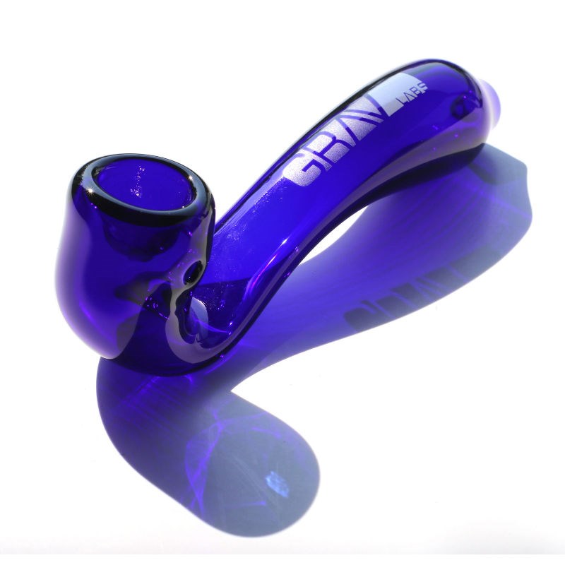 6" Grav Sherlock Glass Pipe-Cobalt Blue-Large Thick Glass Grav Smoking Pipe - 6' Grav Sherlock Glass Pipe-Cobalt Blue-Large Thick Glass Grav Smoking Pipe