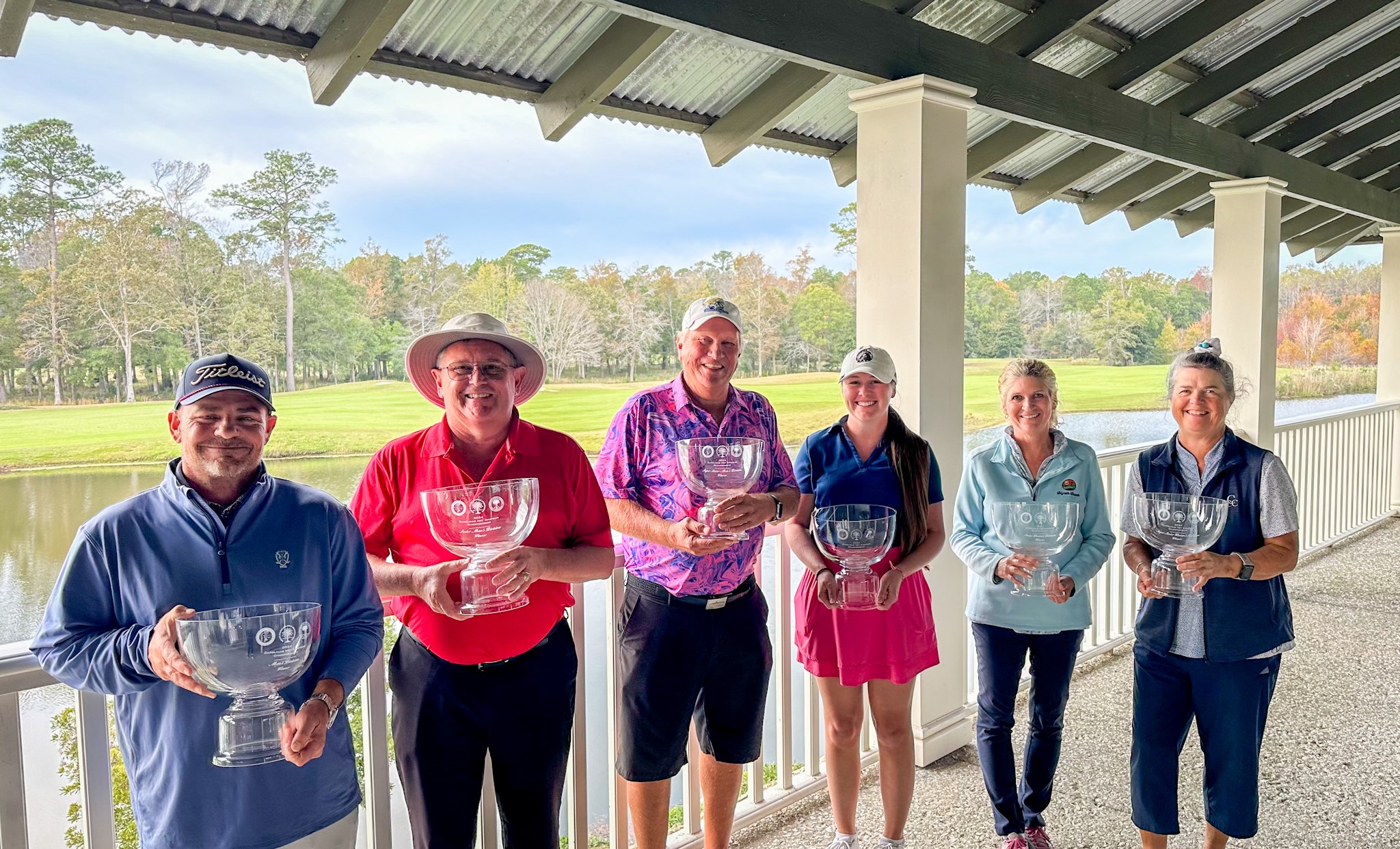 Carolinas Net Amateur Champions: Shawn Whitmore, Mark DeBusk, Stephen Nimocks, Samantha DeBusk, Kristin Raciti, Bonnie Montgomery