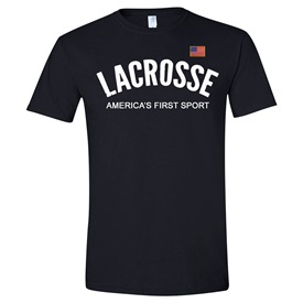 Lacrosse America's First Sport Logo Black Blue T-Shirt